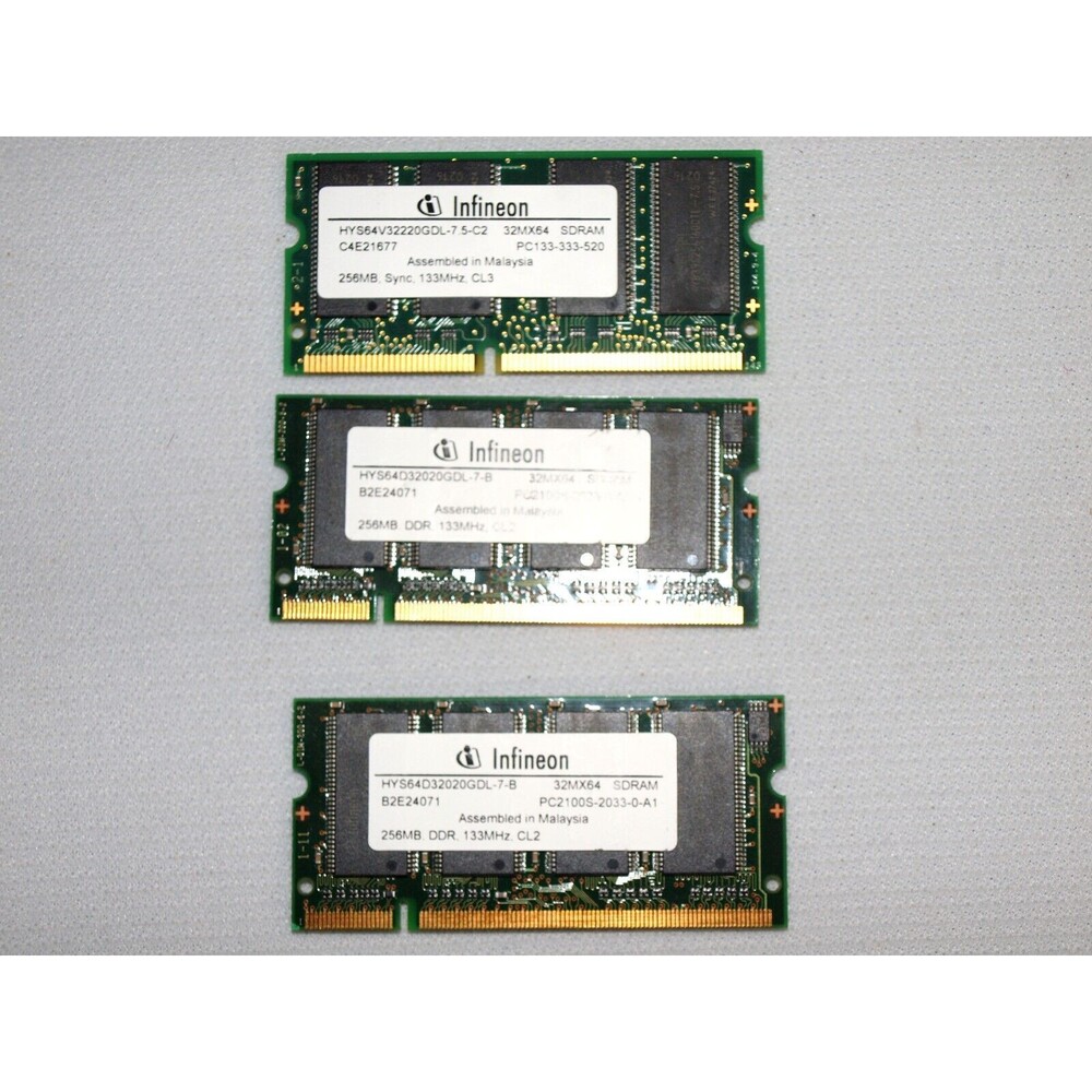 Infineon HYS64D32020GDL-7-B 32MX64 SDRAM 3x256MB DDR-133 PC-2100 RAM Kit 768MB